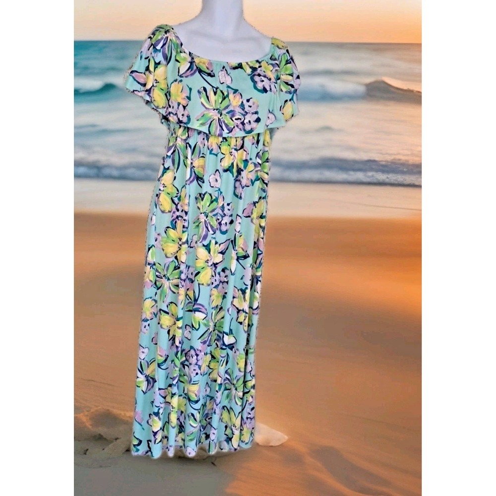 Michelle Mae Maxi Dress XL Floral Print USA Made Soft Stretch Beachy Tropical